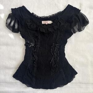 super unique black grunge lace corset top